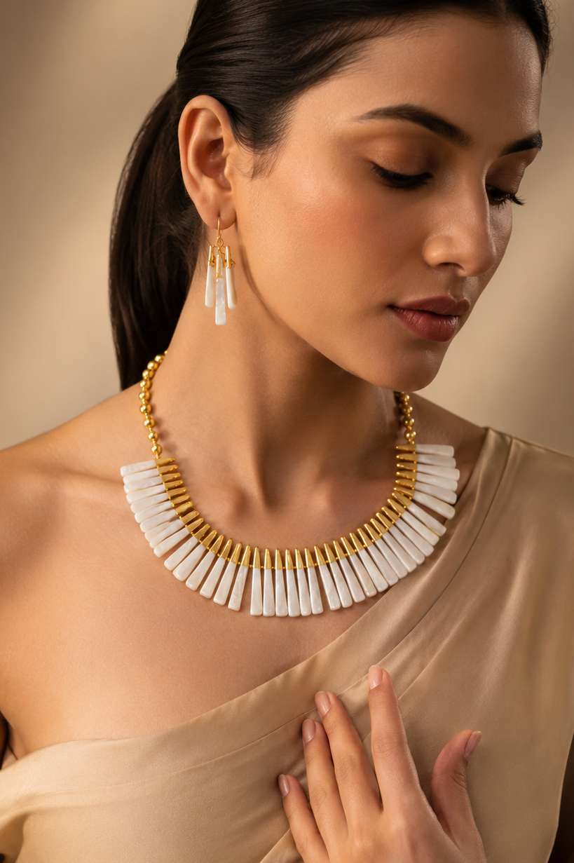 Pearl Shell Radiance Necklace & Earrings Set