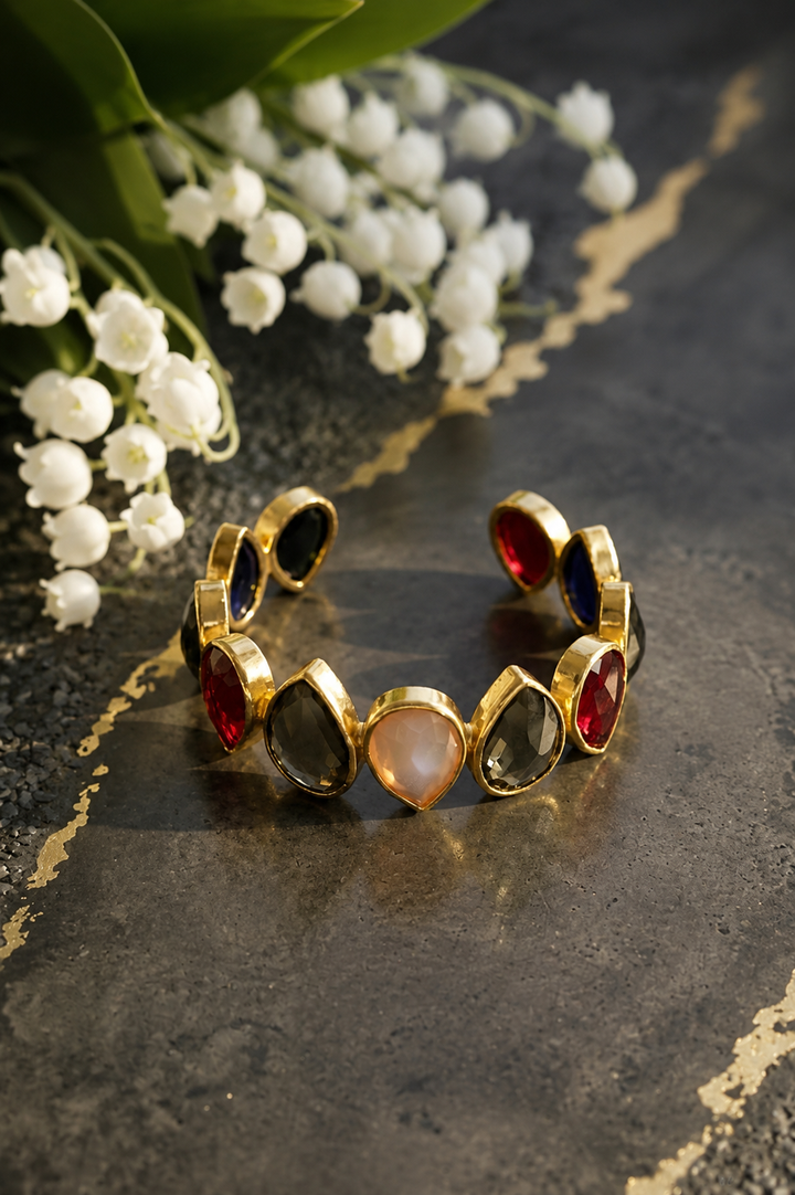 Aurora Multistone Gold Cuff Bracelet