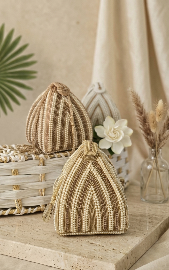Pearl Chevron Potli Bag