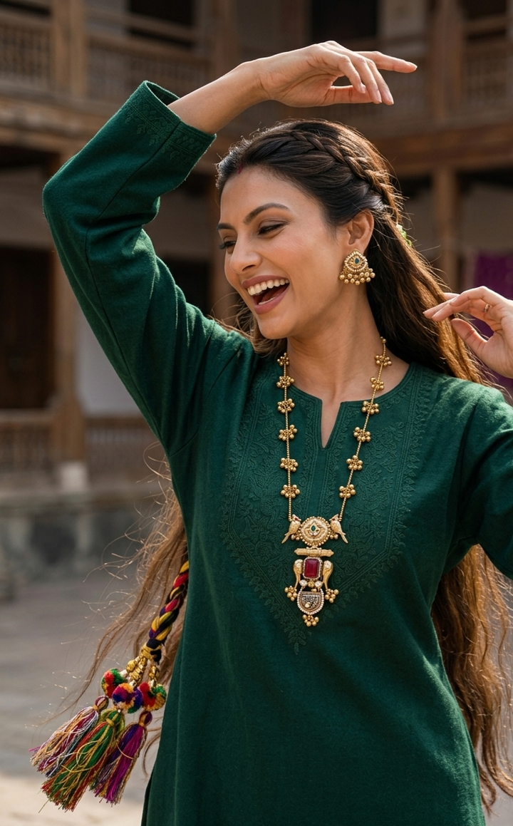 Mayura & Gaja Antique Gold-Plated Necklace Set with Ruby and Kundan Accents