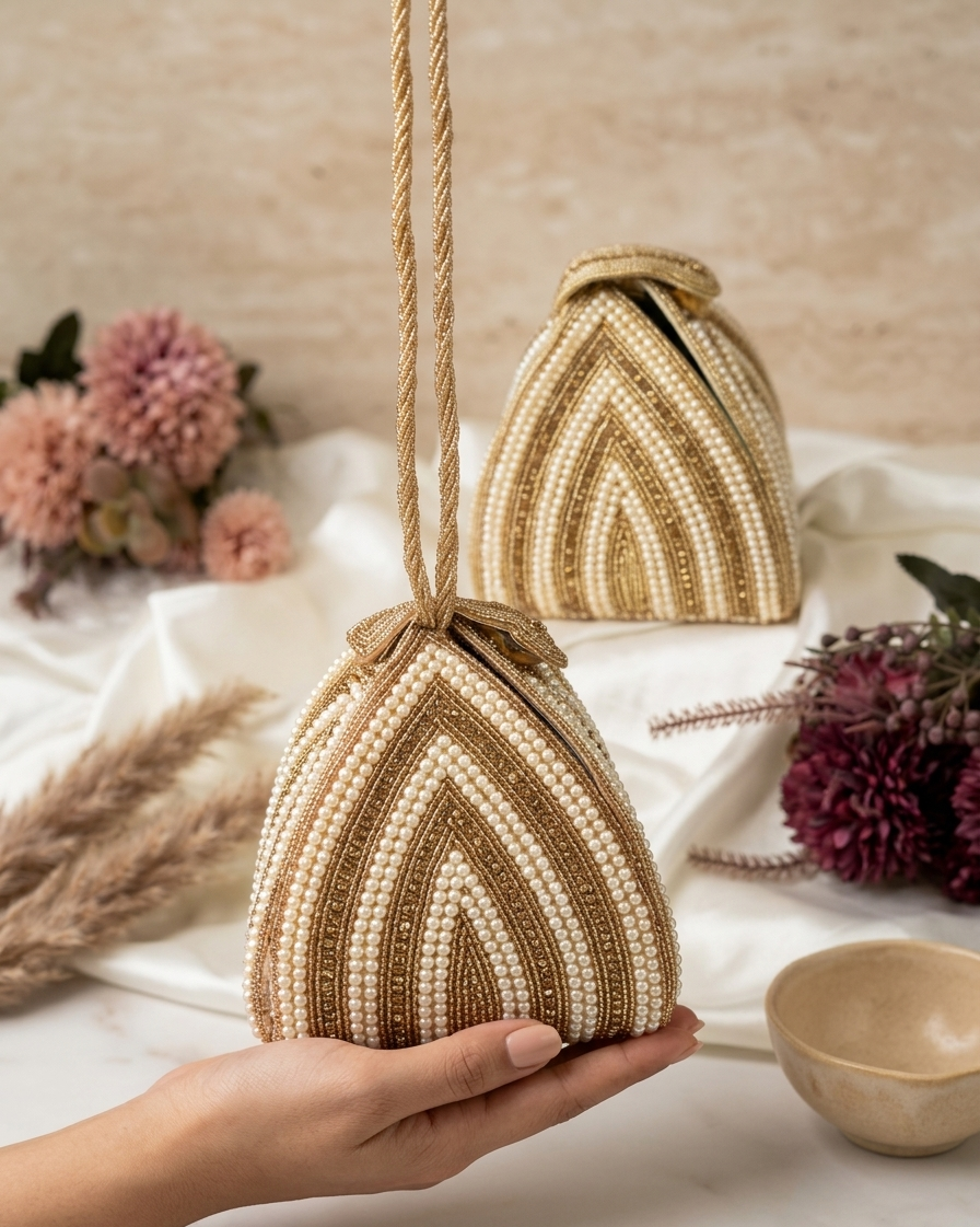 Pearl Chevron Potli Bag