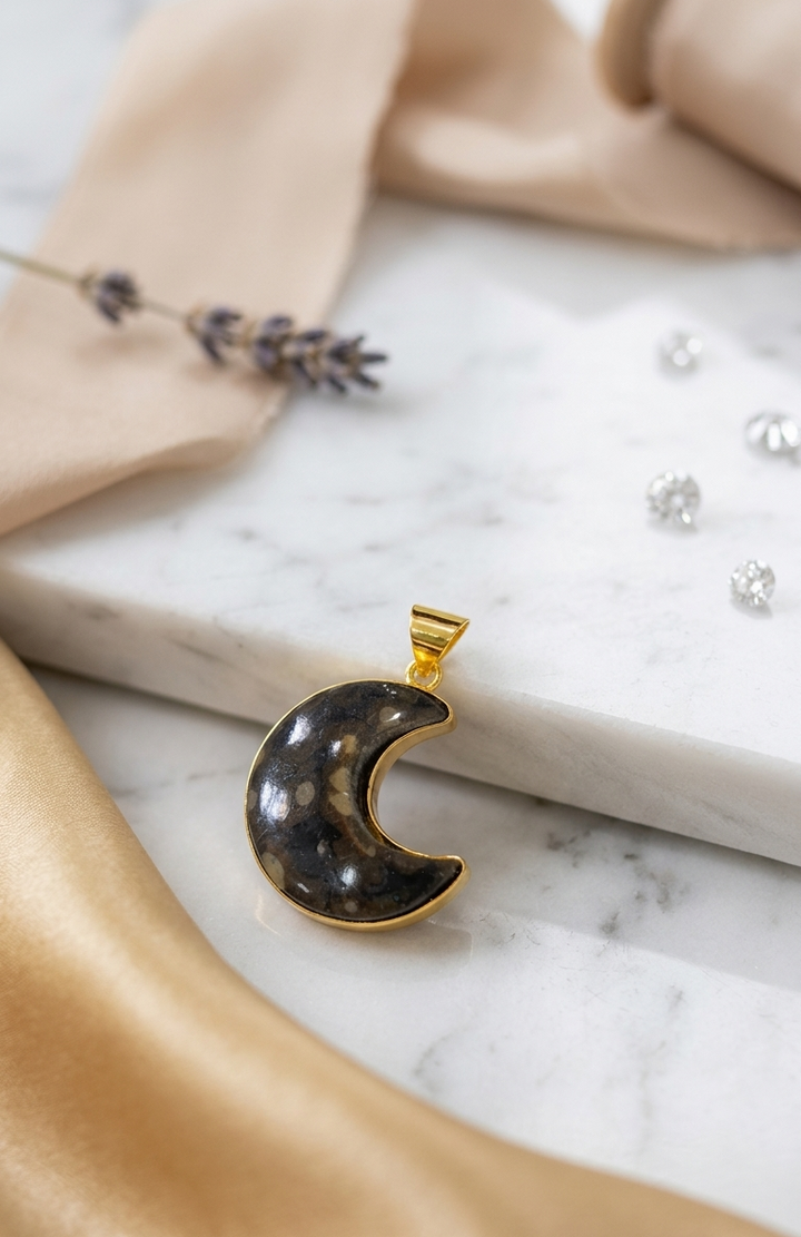 Gold-Plated Crescent Moon Stone Pendant (Pendant only)