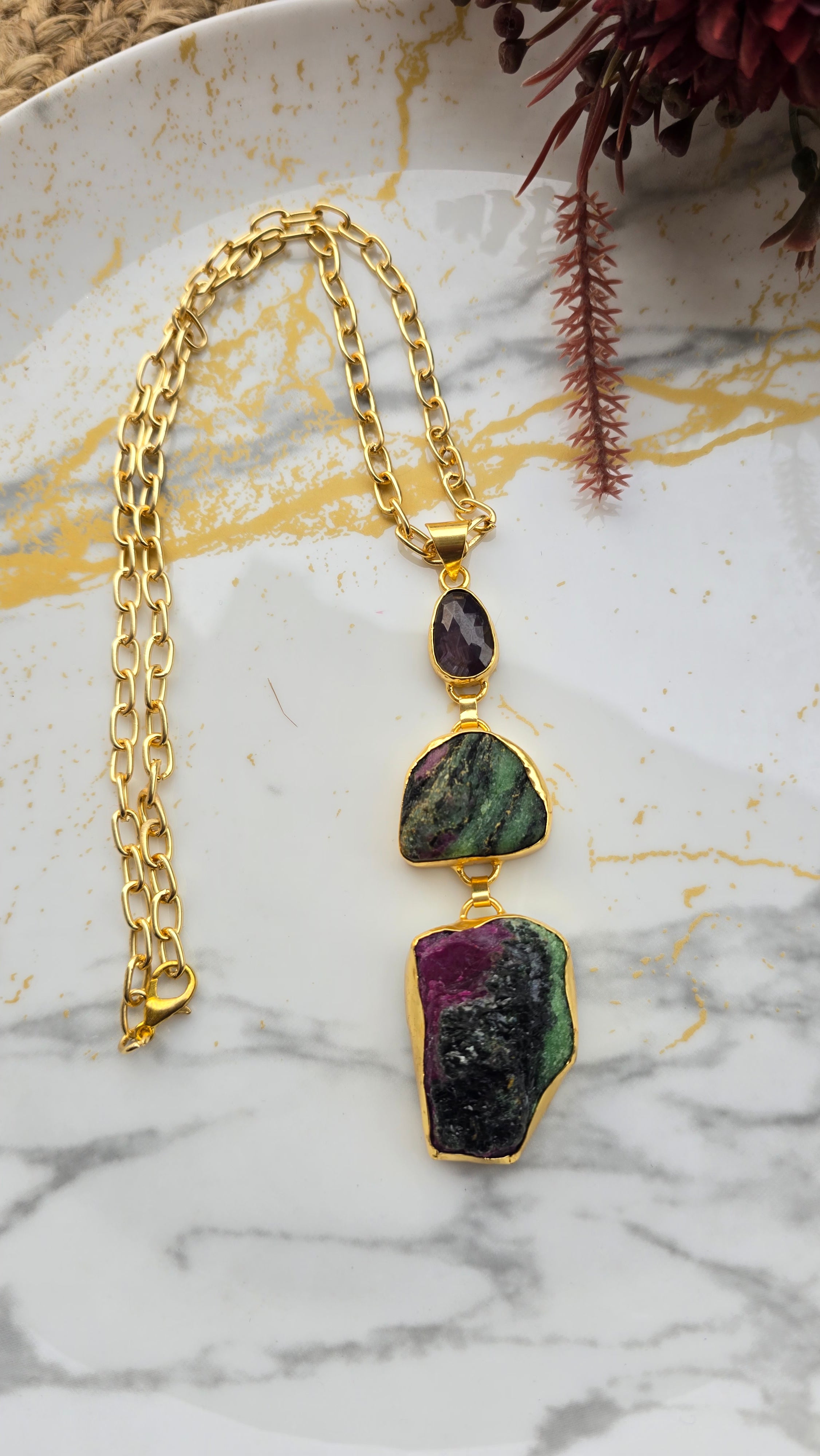 Zoisite stone pendant