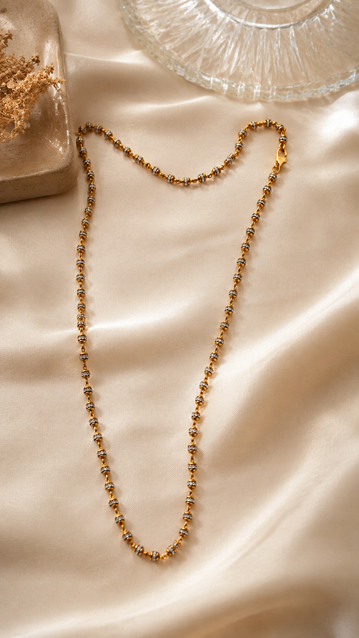 Radiant AD-Studded Gold Long Chain