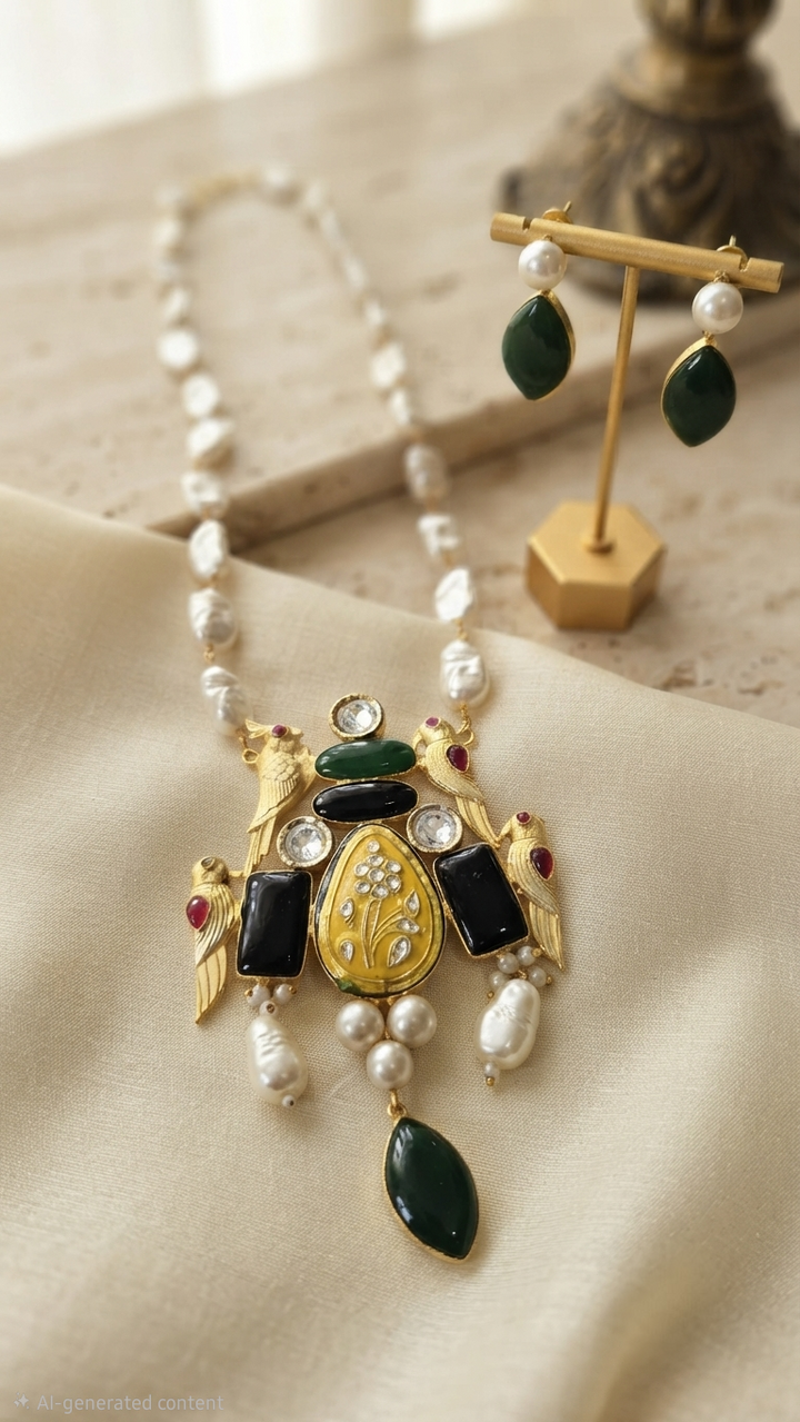 The Mayura Kundan & Polki Statement Necklace Set