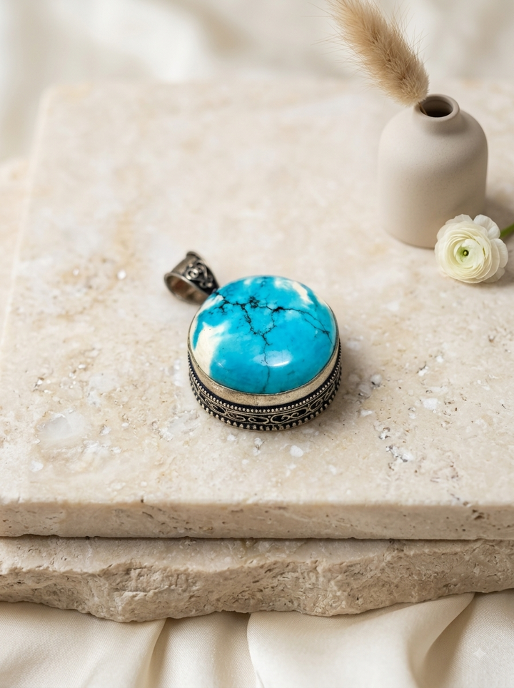 Turquoise Heritage Dome Pendant (only pendant)
