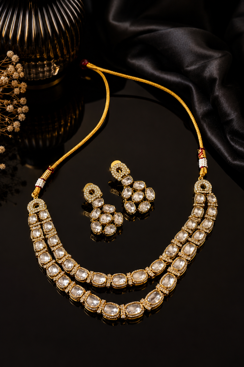 Royal Kundan Double-Line Necklace Set
