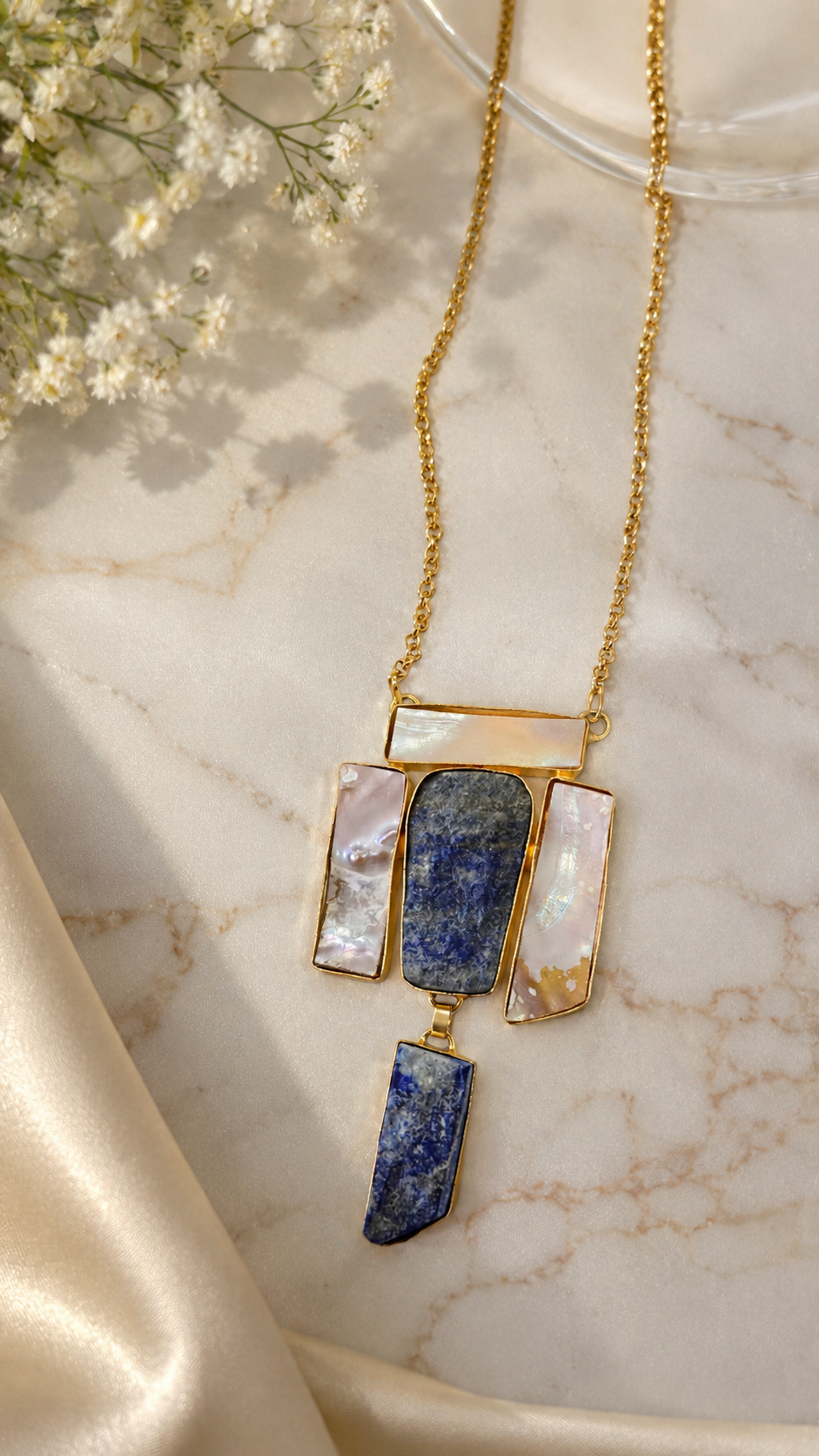 Abstract Geometric Gemstone Statement Necklace