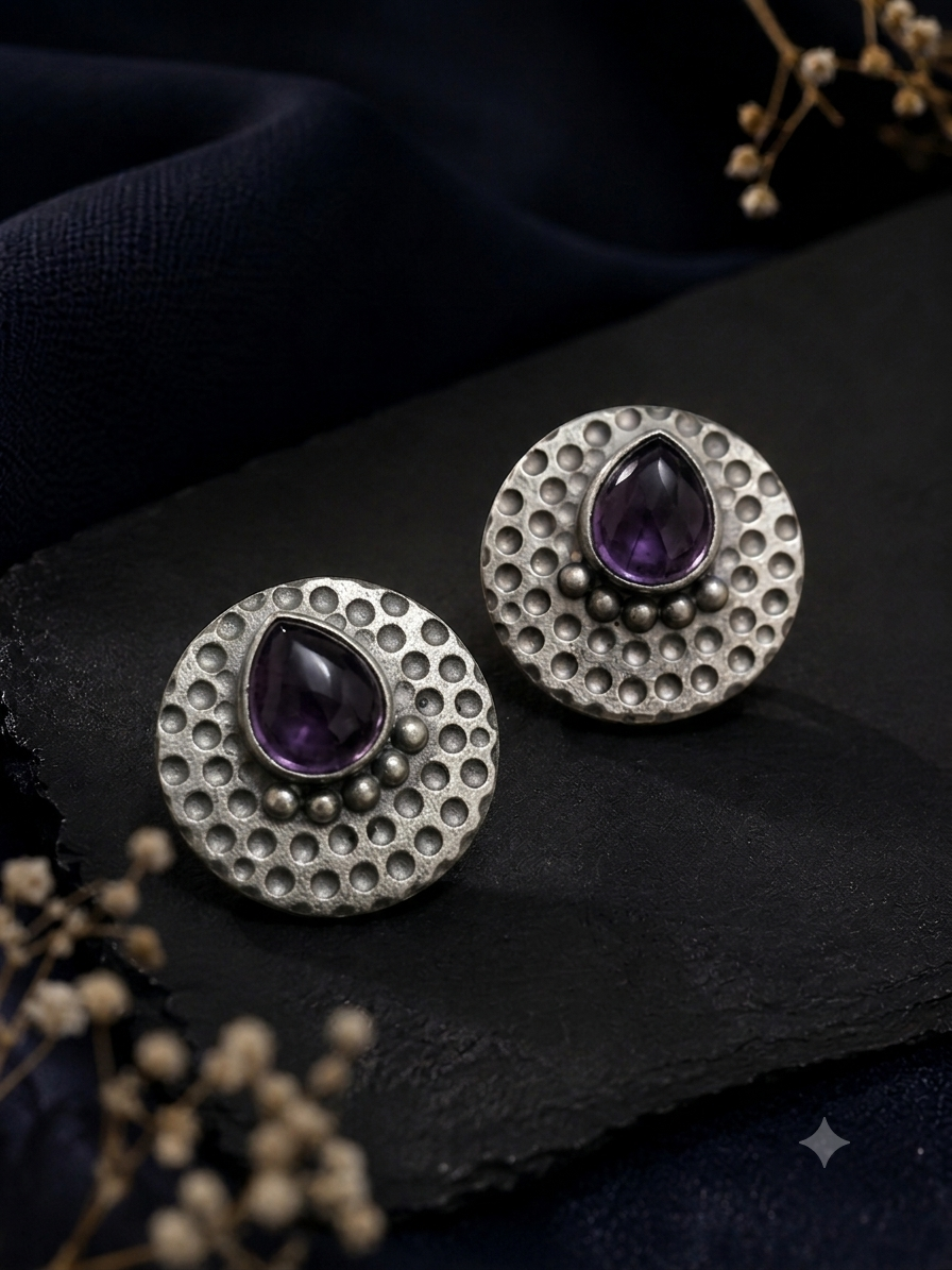 The Amara Textured Silver Studs