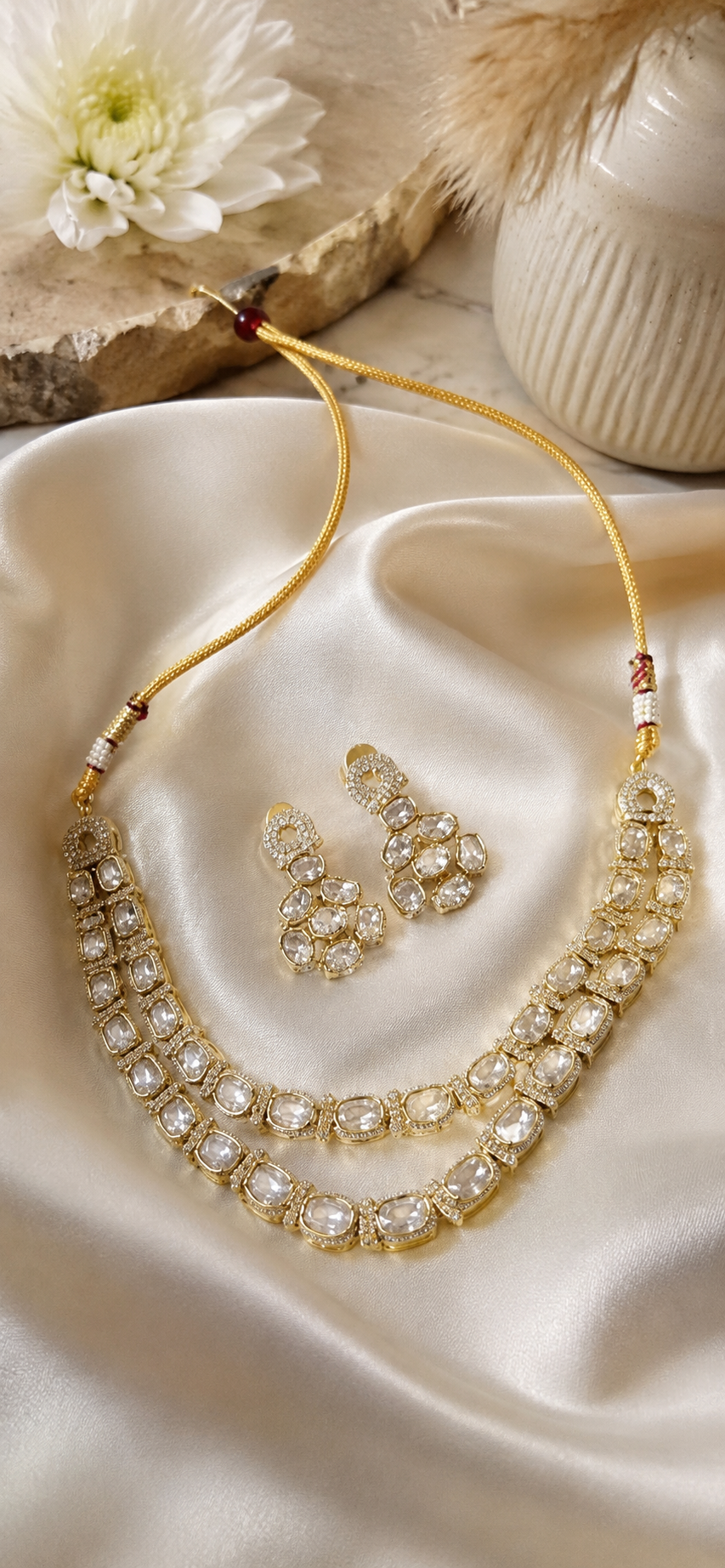Royal Kundan Double-Line Necklace Set