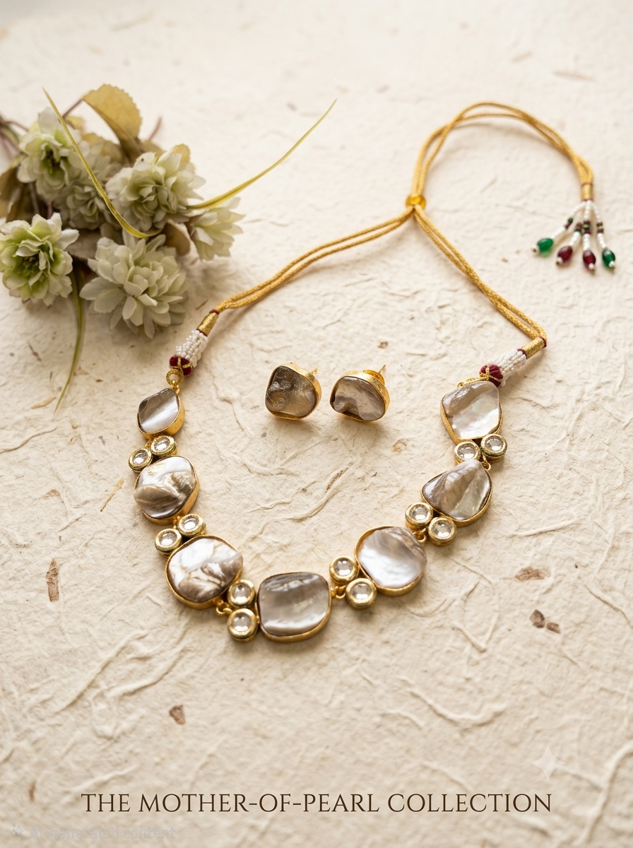 Ivory Glow Mother of Pearl Layered Necklace & Earring Combo