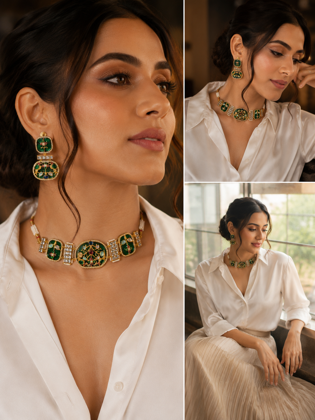 Rajwadi Emerald Garden Choker