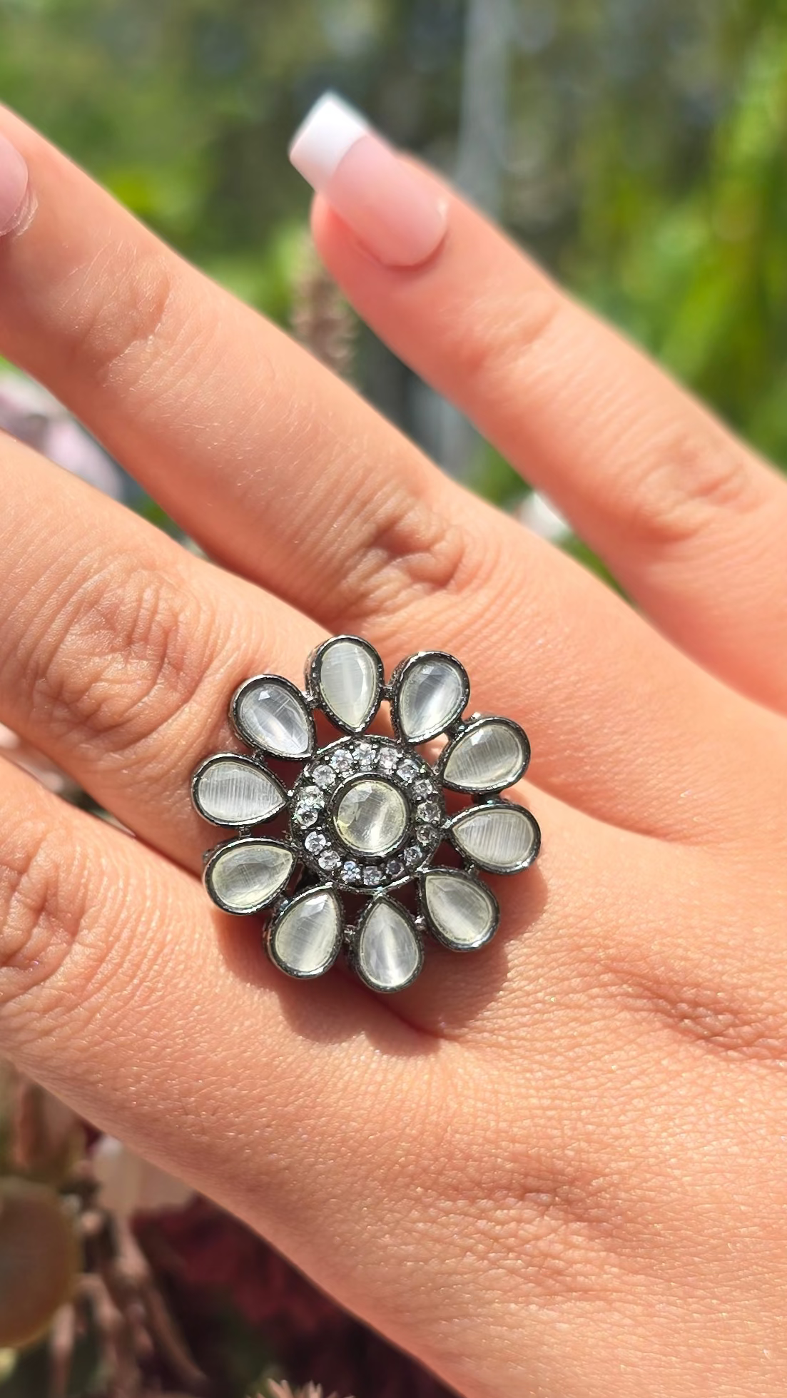 Vintage bloom statement ring