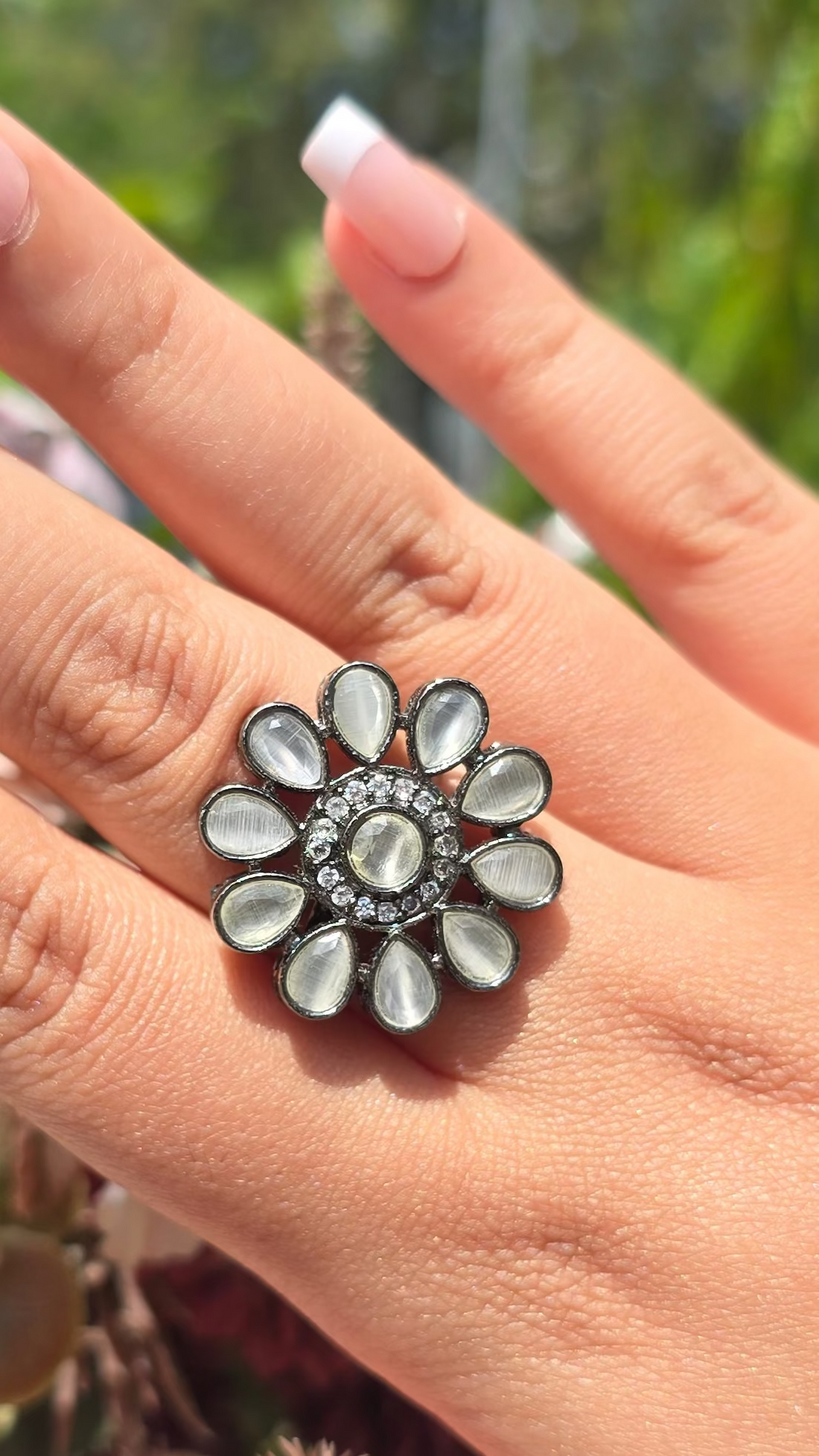 Vintage bloom statement ring
