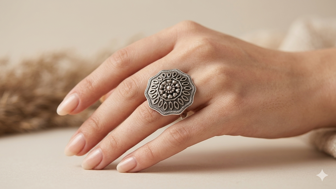 Floral Mandala Adjustable Ring