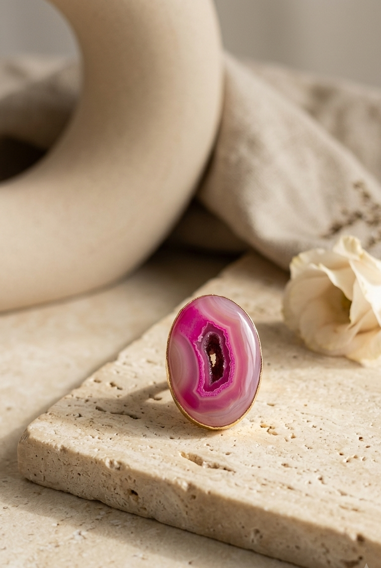 Pink Agate Stone Ring