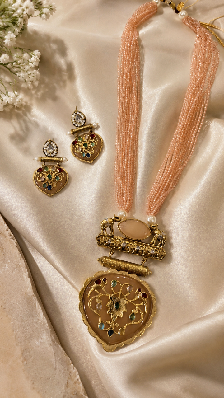 Majestic Heritage Pastel Bead Necklace & Earring Set