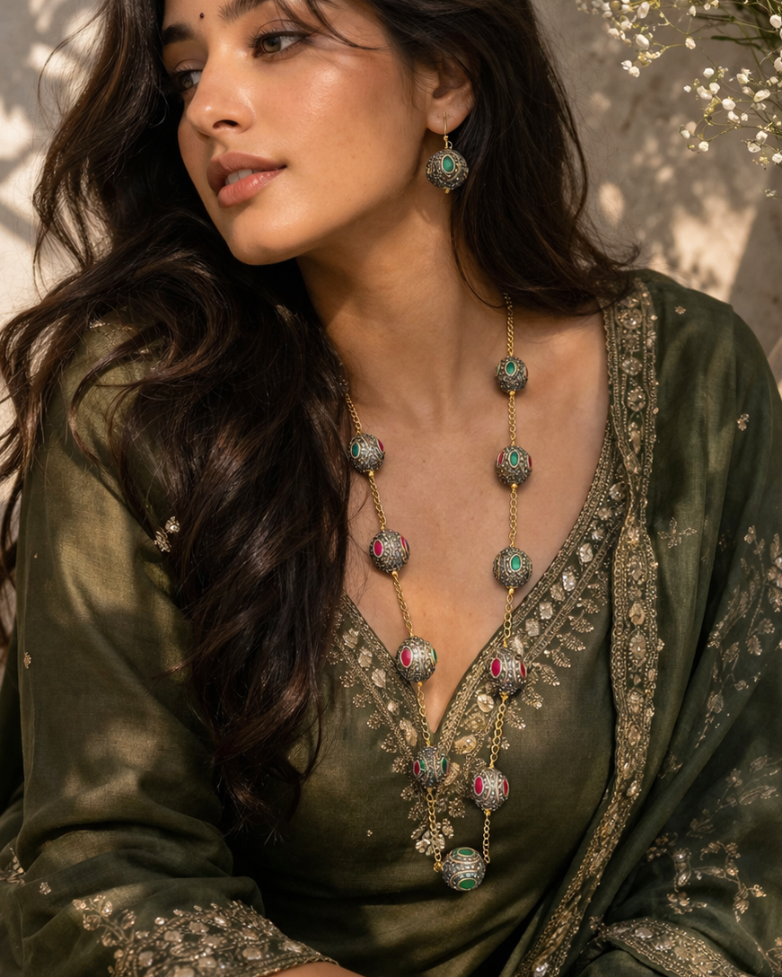 Heritage Mala Necklace & Drop Earring