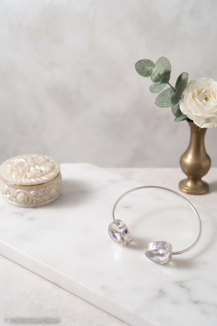 Iridescent Crystal Open Cuff Bracelet (sinlge pc)