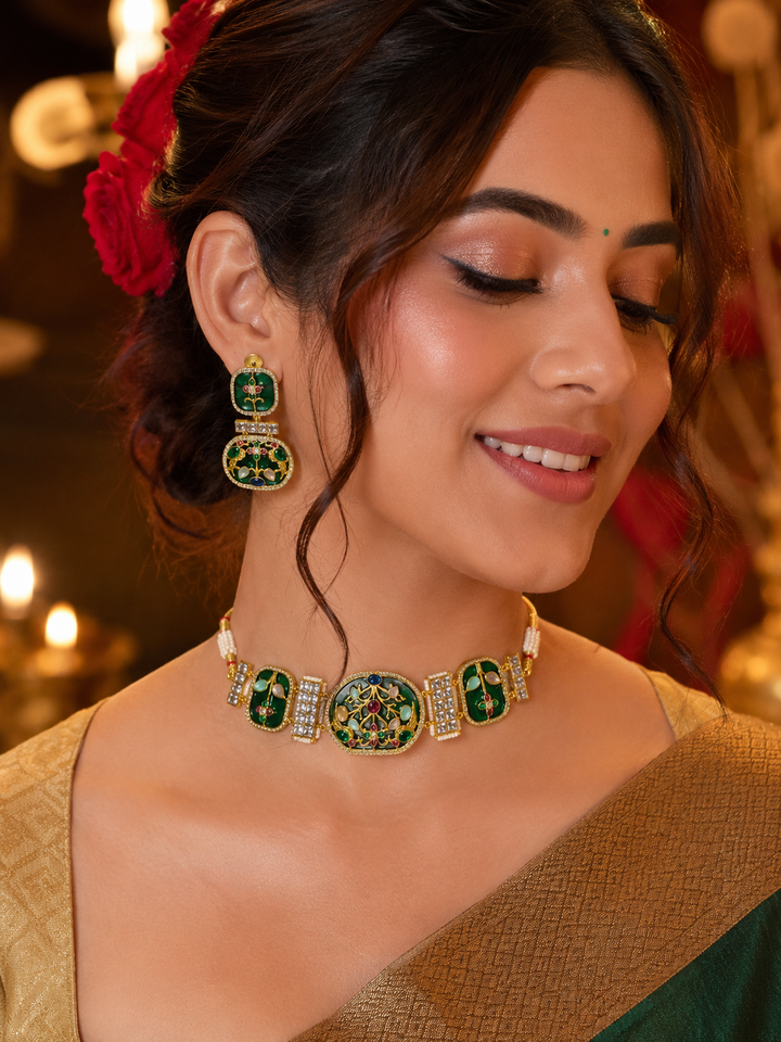 Rajwadi Emerald Garden Choker