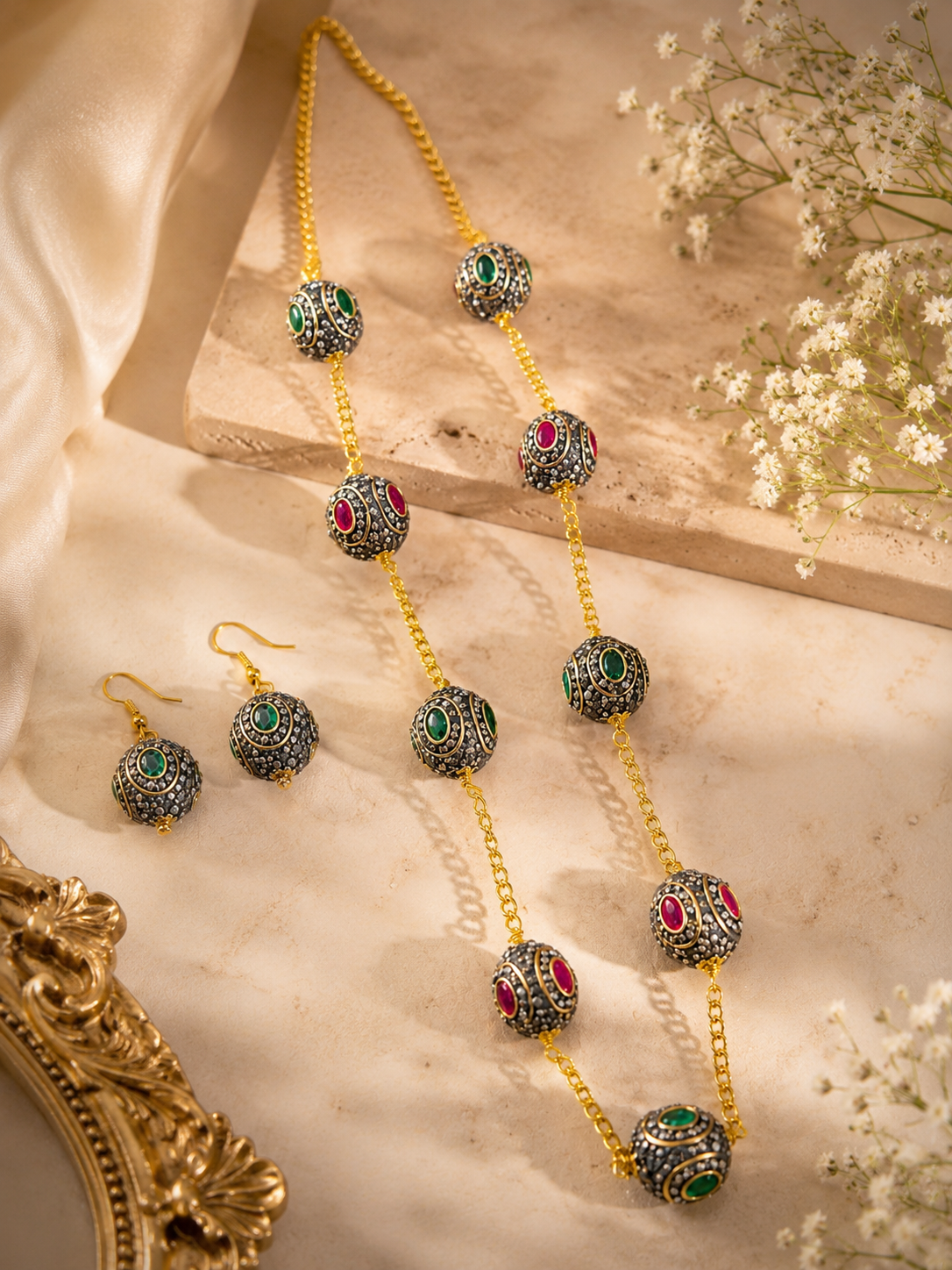 Heritage Mala Necklace & Drop Earring