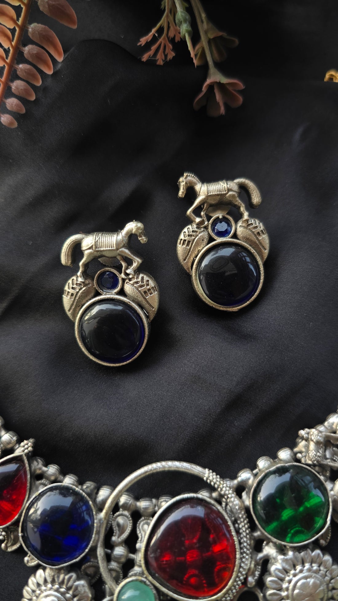 Mayura Meenakari Oxidized Jewelry Set