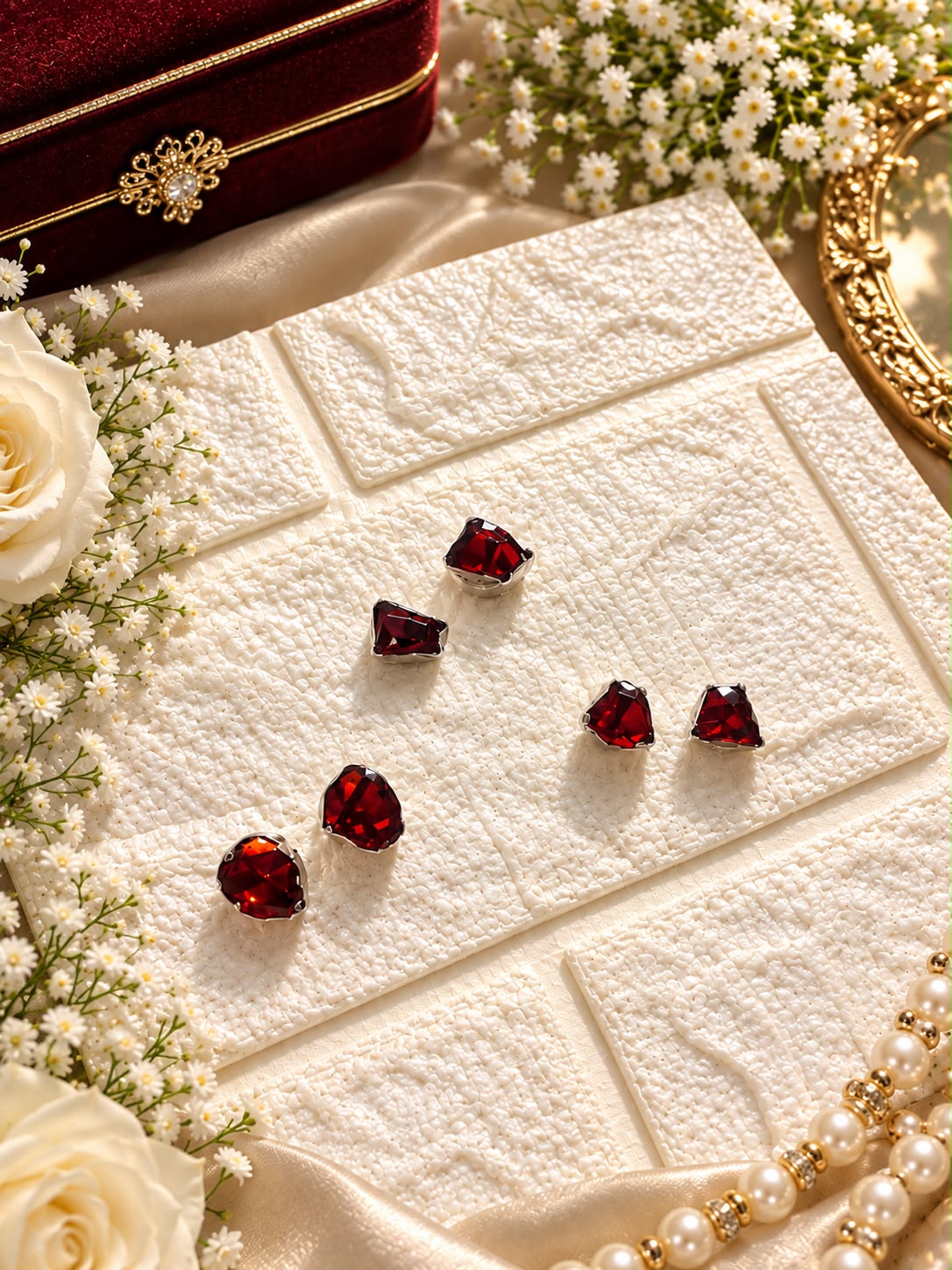 Rough Cut Crystal Gem Studs in silver setting