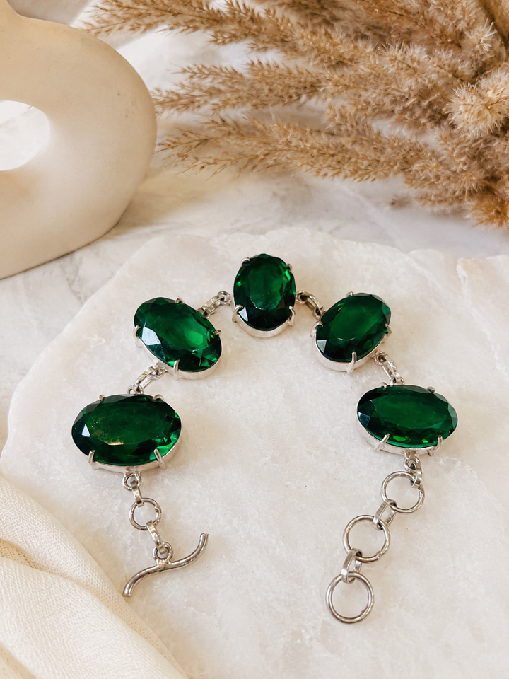 Emerald Green Crystal & Silver Statement