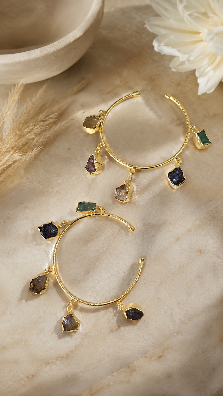 Multi rough stone bangles