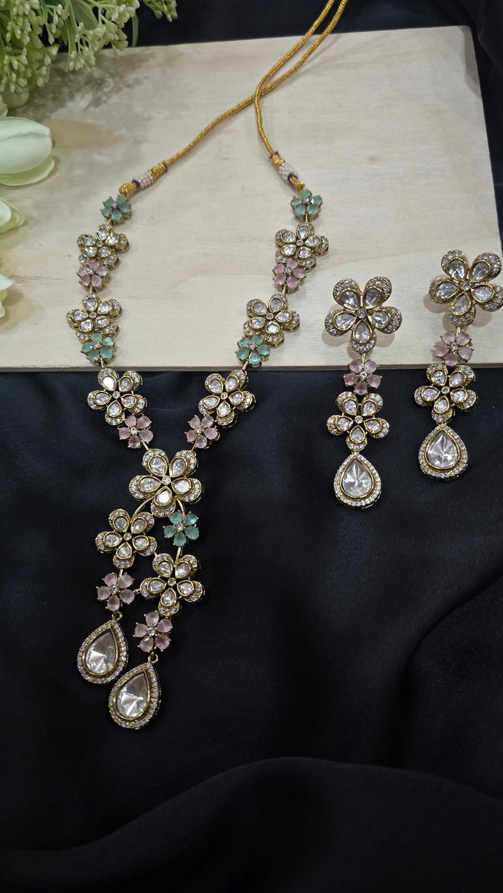 Meenakari Style Floral Choker Necklace and Earrings Set