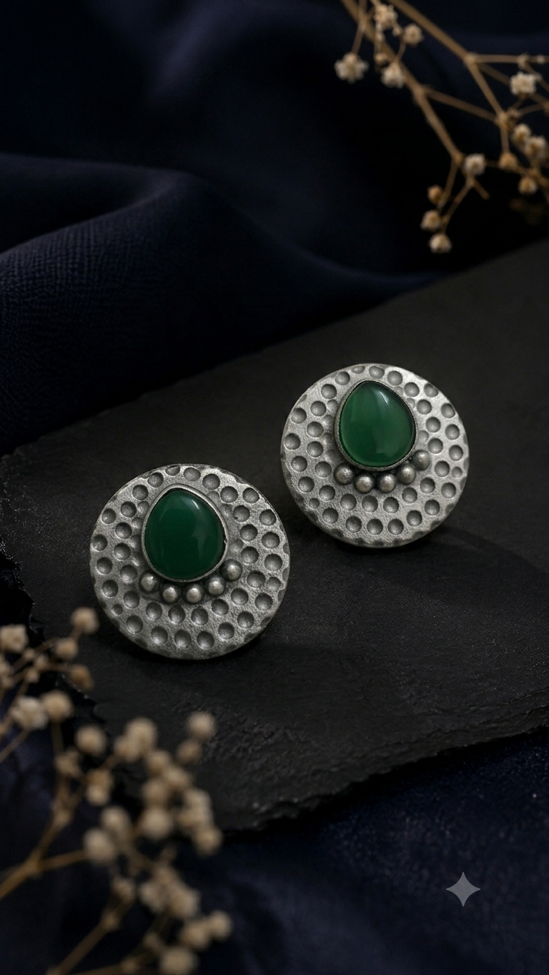 The Amara Textured Silver Studs