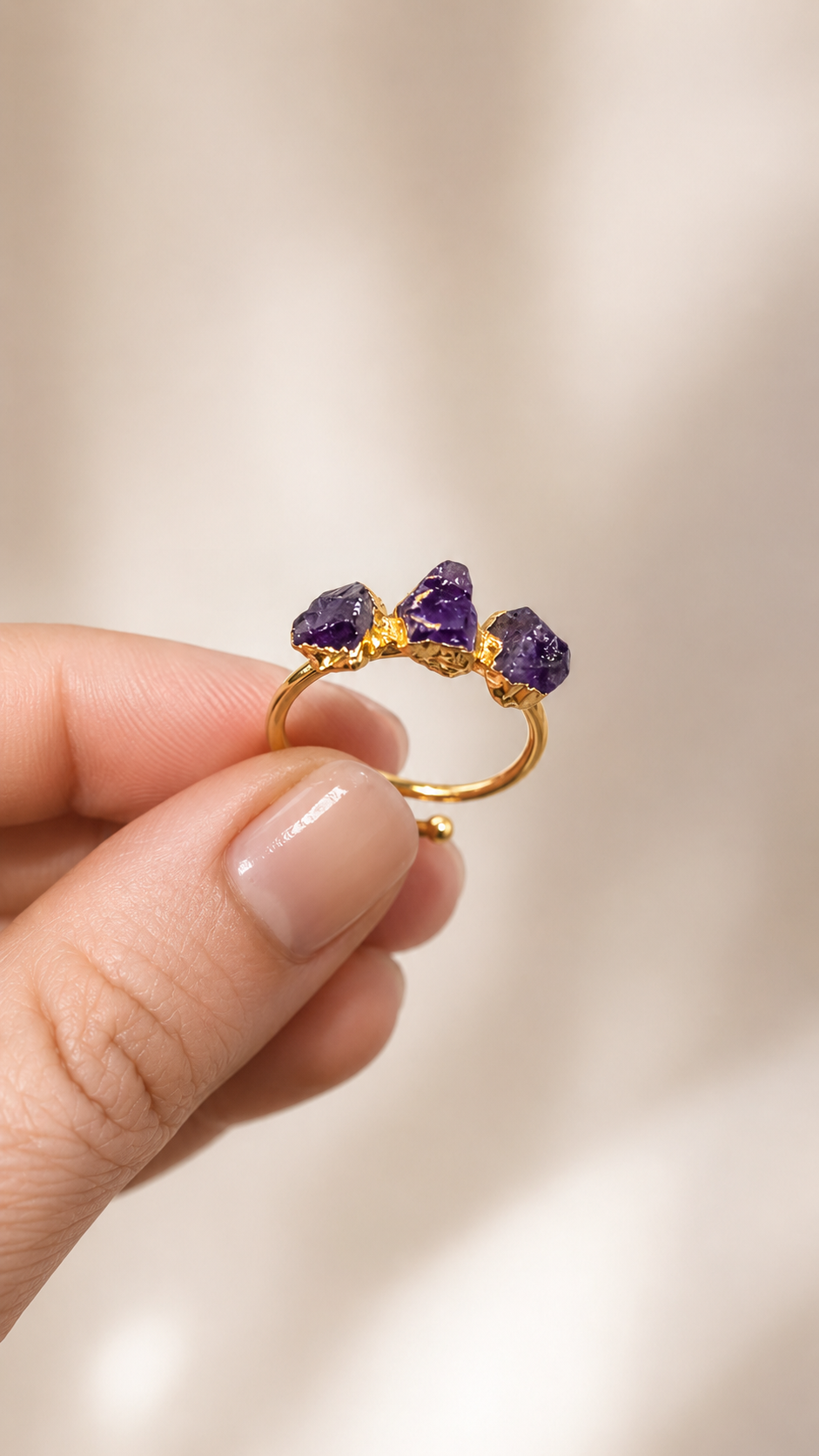 Amethyst Aura Adjustable Ring