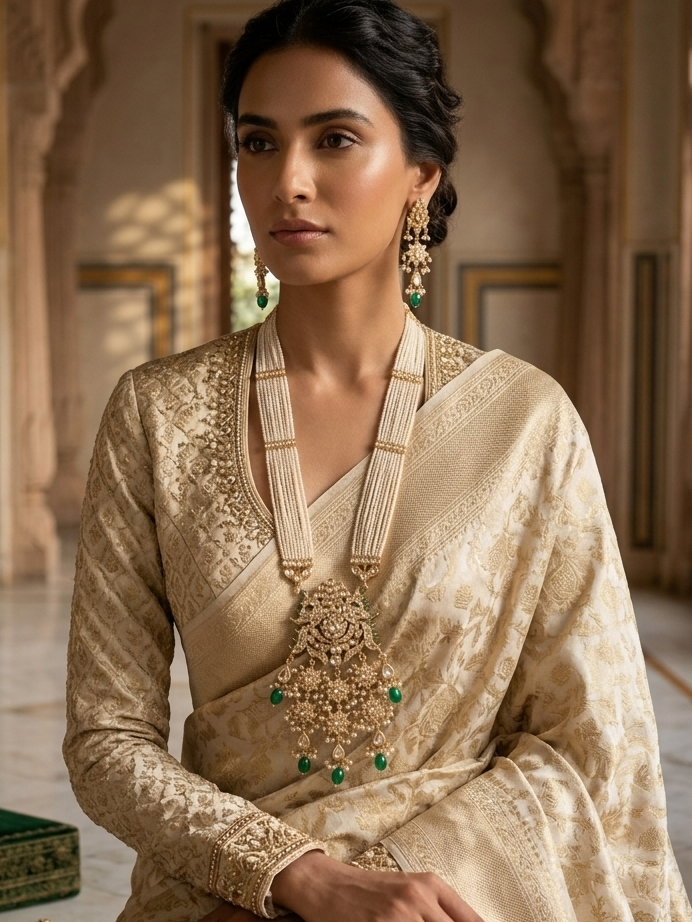 Maharani Pearl and Kundan Necklace Set