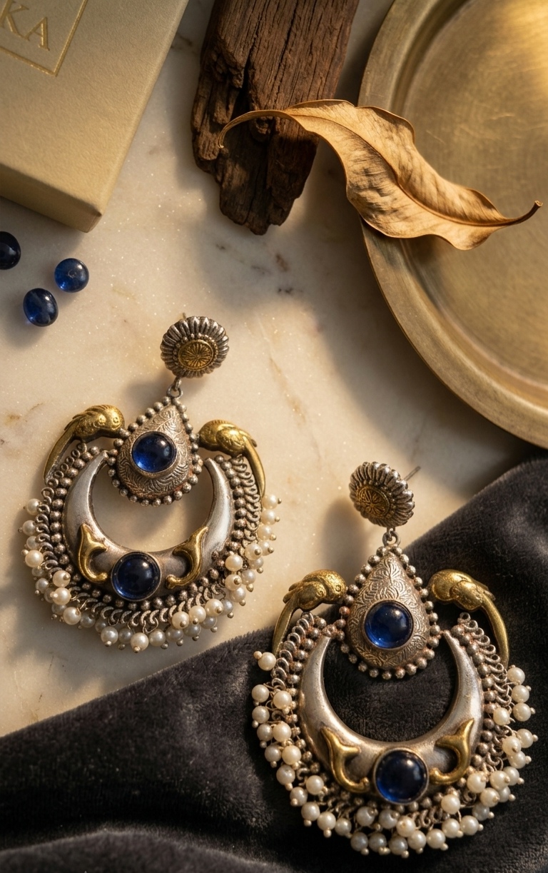 The Chandrika Oxidized Silver Chandbalis