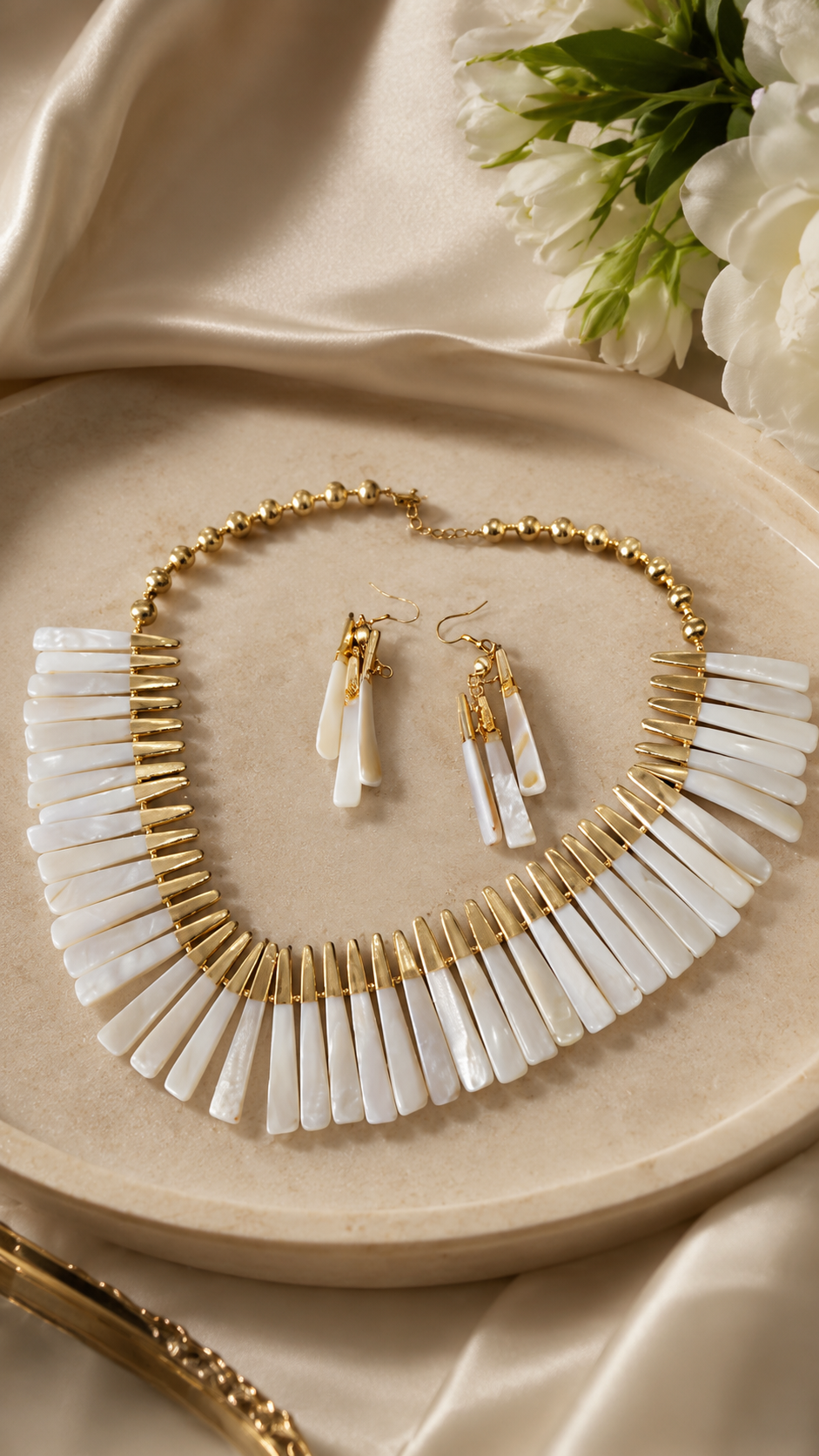 Pearl Shell Radiance Necklace & Earrings Set