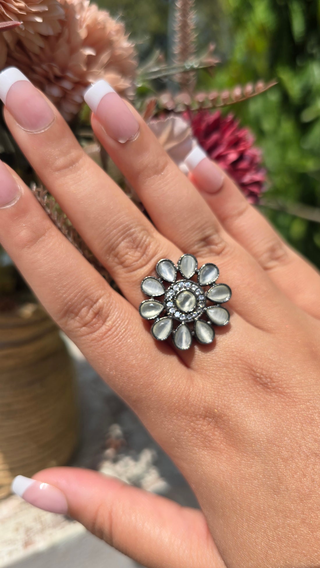 Vintage bloom statement ring
