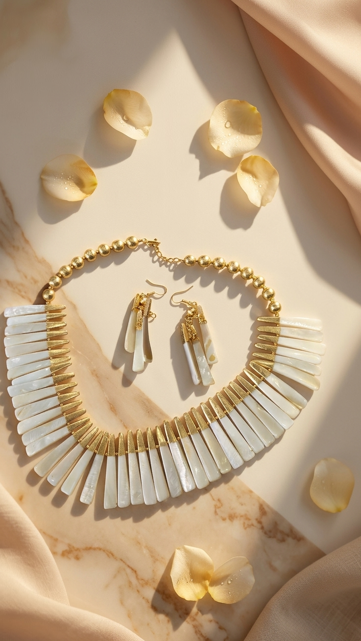 Pearl Shell Radiance Necklace & Earrings Set