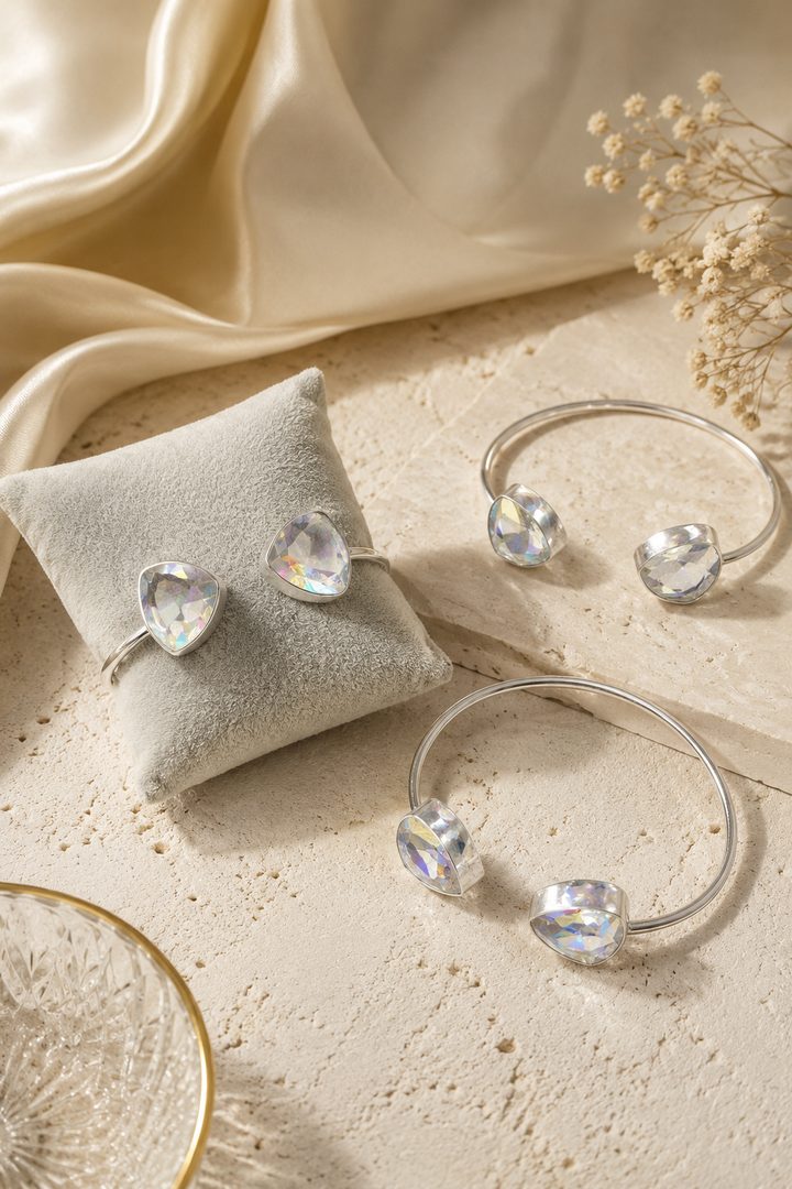Iridescent Crystal Open Cuff Bracelet (sinlge pc)
