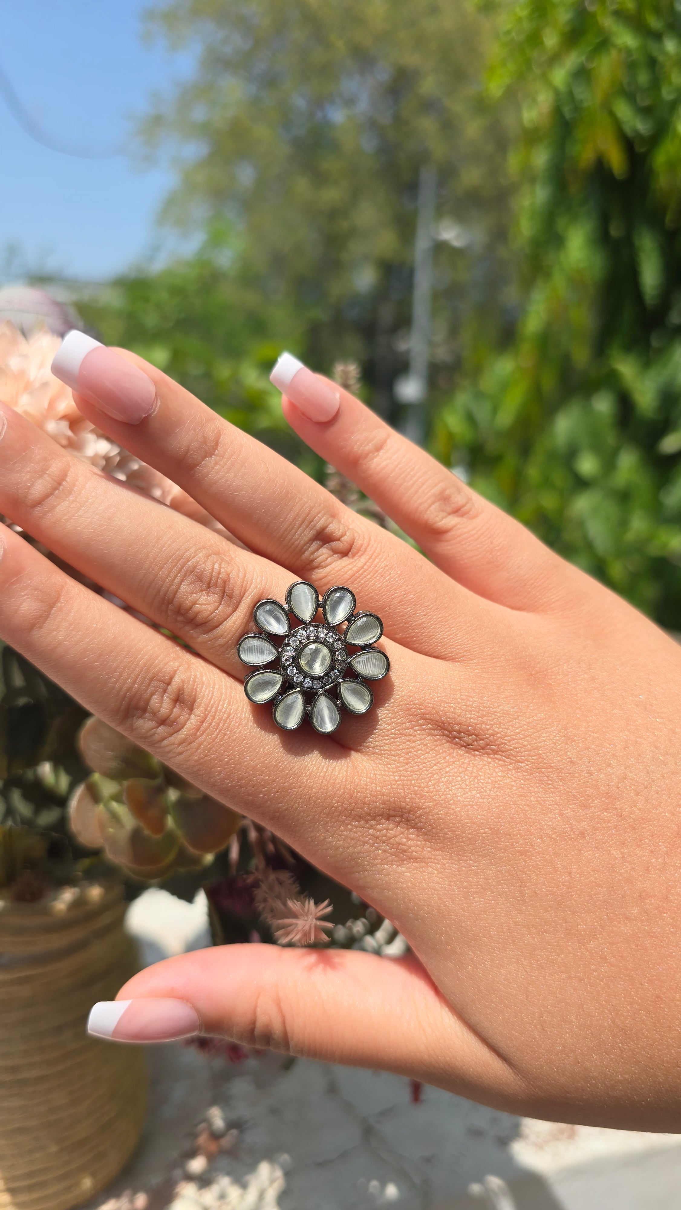 Vintage bloom statement ring