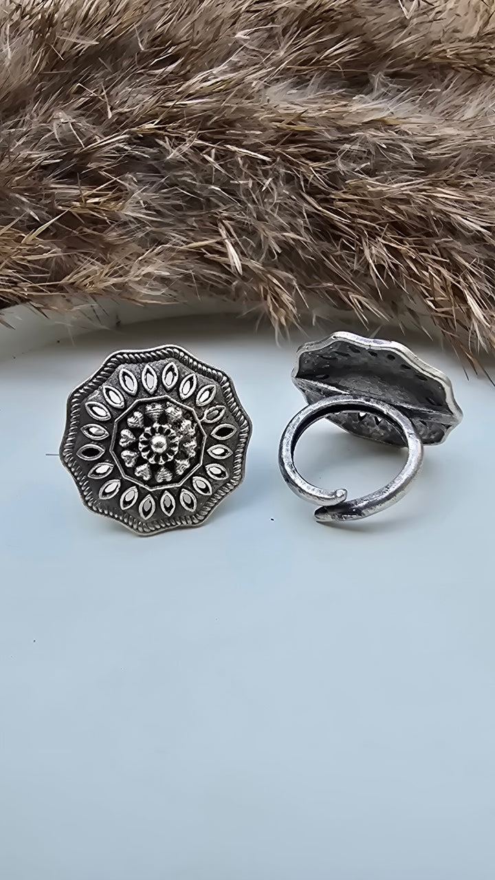 Floral Mandala Adjustable Ring